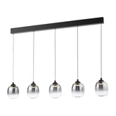 Ramona 5 Light Bar Pendant Matt Black and Smoked Ombre Glass LED