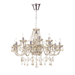 Raphael 12 Light Chandelier Champagne Glass and Polished Chrome