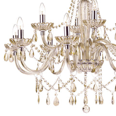 Raphael 12 Light Chandelier Champagne Glass and Polished Chrome