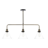 Ray 3 Light Bar Pendant Antique Brass Clear