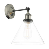 Ray Single Wall Light Antique Nickel Clear Glass