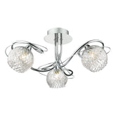 Rehan 3 Light Semi-Flush Polished Chrome and Ribbed Glass