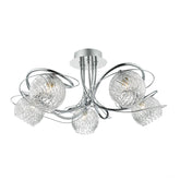 Rehan 5 Light Semi-Flush Polished Chrome and Ribbed Glass