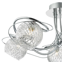 Rehan 5 Light Semi-Flush Polished Chrome and Ribbed Glass