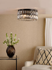Relena 4 Light Flush Matt Black and Crystal