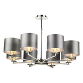 The Light Shade Studio Rex 8 Light Pendant Satin Nickel With Bespoke Shades