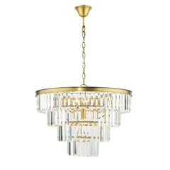 Rhapsody 6 Light Chandelier Tiered Crystal and Natural Brass