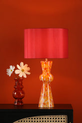 Rheneas Table Lamp Red Glass With Shade