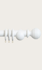 Laura Ashley 35mm Ribbed Ball Curtain Pole - Cotton White