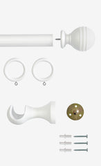 Laura Ashley 35mm Ribbed Ball Curtain Pole - Cotton White