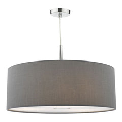Ronda 60cm 3 Lt Grey Pendant Drum Shade RON1739 dar lighting