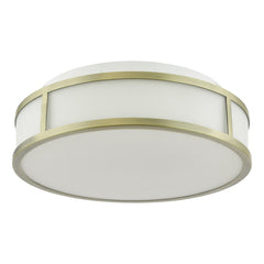 Royce 2 Light Bathroom Flush Matt Antique Brass and Opal Glass IP44