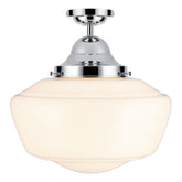 David Hunt Lighting Rydal Semi Flush Pendant Chrome With Opal Glass, IP44 Rated