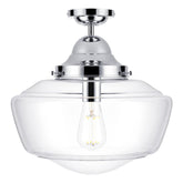 David Hunt Lighting Rydal Semi Flush Pendant Chrome With Clear Glass, IP44 Rated