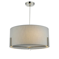 Santino Pendant Satin Chrome With Grey Cotton Shade