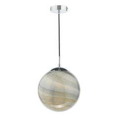 Saturn Pendant Planet Style Glass and Polished Chrome