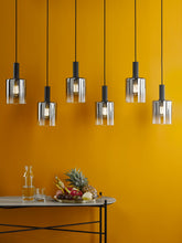 Savannah 6 Light Bar Pendant Matt Black and Smoked Glass