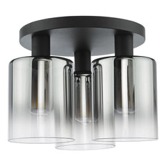 Savannah 3 Light Flush Matt Black and Smoked Glass