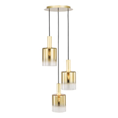 Savannah 3 Light Cluster Pendant Satin Gold and Gold Ombre Glass