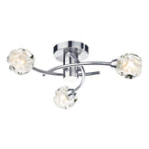 Seattle 3 Light Flush Satin Chrome Glass