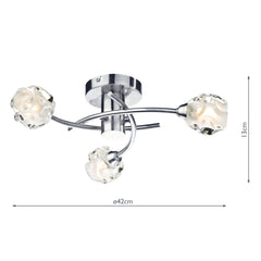 Seattle 3 Light Flush Satin Chrome Glass