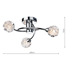 Seattle 3 Light Semi Flush Polished Chrome