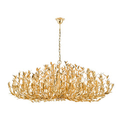 Silvius 12 Light Oval Pendant Gold Leaf