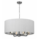 David Hunt Lighting Sloane 4 Lt Pendant Pewter Complete with Silk Shade SLO0499