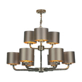 David Hunt Lighting Sloane 9 Light Complete With Bespoke Shades Pewter