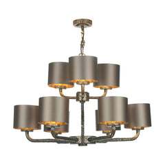 David Hunt Lighting Sloane 9 Light Complete With Bespoke Shades Pewter