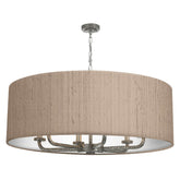 David Hunt Lighting Sloane 6LT Drum Shade Pewter Pendant SLO8699