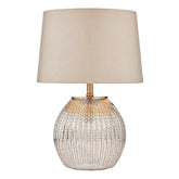 Sonia Dual Light Table Lamp Antique Brass & Silver Glass With Shade