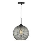 Soren 1 Light Pendant Black And Smoked Textured Glass