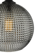Soren 1 Light Pendant Black And Smoked Textured Glass
