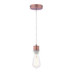 1 Light Aged Copper E27 Suspension With Clear Cable