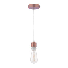 1 Light Aged Copper E27 Suspension With Clear Cable