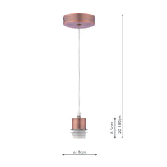 1 Light Aged Copper E27 Suspension With Clear Cable