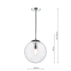 Ripple Pendant Polished Chrome & Clear Glass