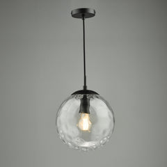 Ripple Pendant Matt Black & Clear Glass