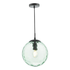 Ripple Pendant Matt Black & Green Glass