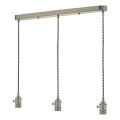 3 Light Bar Suspension Antique Chrome With Grey Cable