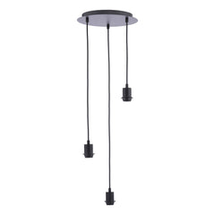3 Light Matt Black E27 Suspension Cluster