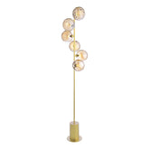 Spiral 6 Light Floor Lamp Matt Gold With Amber Dimpled Glass
