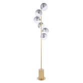 Spiral 6 Light Floor Lamp Matt Gold With Smoked/Clear Ribbed Glass