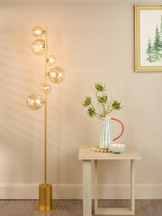 Spiral 6 Light Floor Lamp Matt Gold