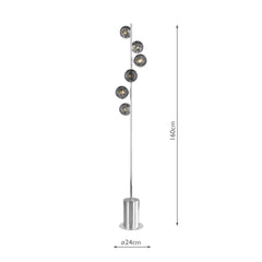 Spiral 6 Light Floor Lamp Polished Chrome With Black Confetti Glass