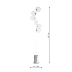 Spiral 6 Light Floor Lamp Polished Chrome With Closed Glass