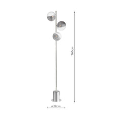 Spiral 3 Light Floor Lamp Polished Chrome With Smoked/Clear Ribbed Glass