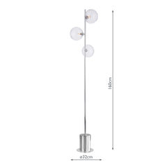 Spiral 3 Light Floor Lamp Polished Chrome With Closed Glass