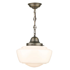 David Hunt Lighting Stowe Pendant Ant Brass Opal Glass STO012